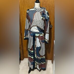 Zara coord tie blouse and pleated skirt